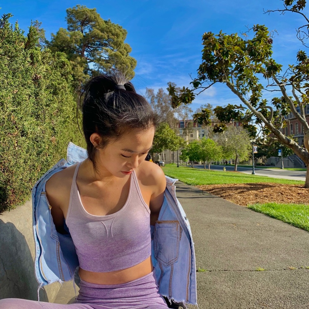 Summer sale: Lavender Purple: Halo Ombre Crop Top Sports Bra